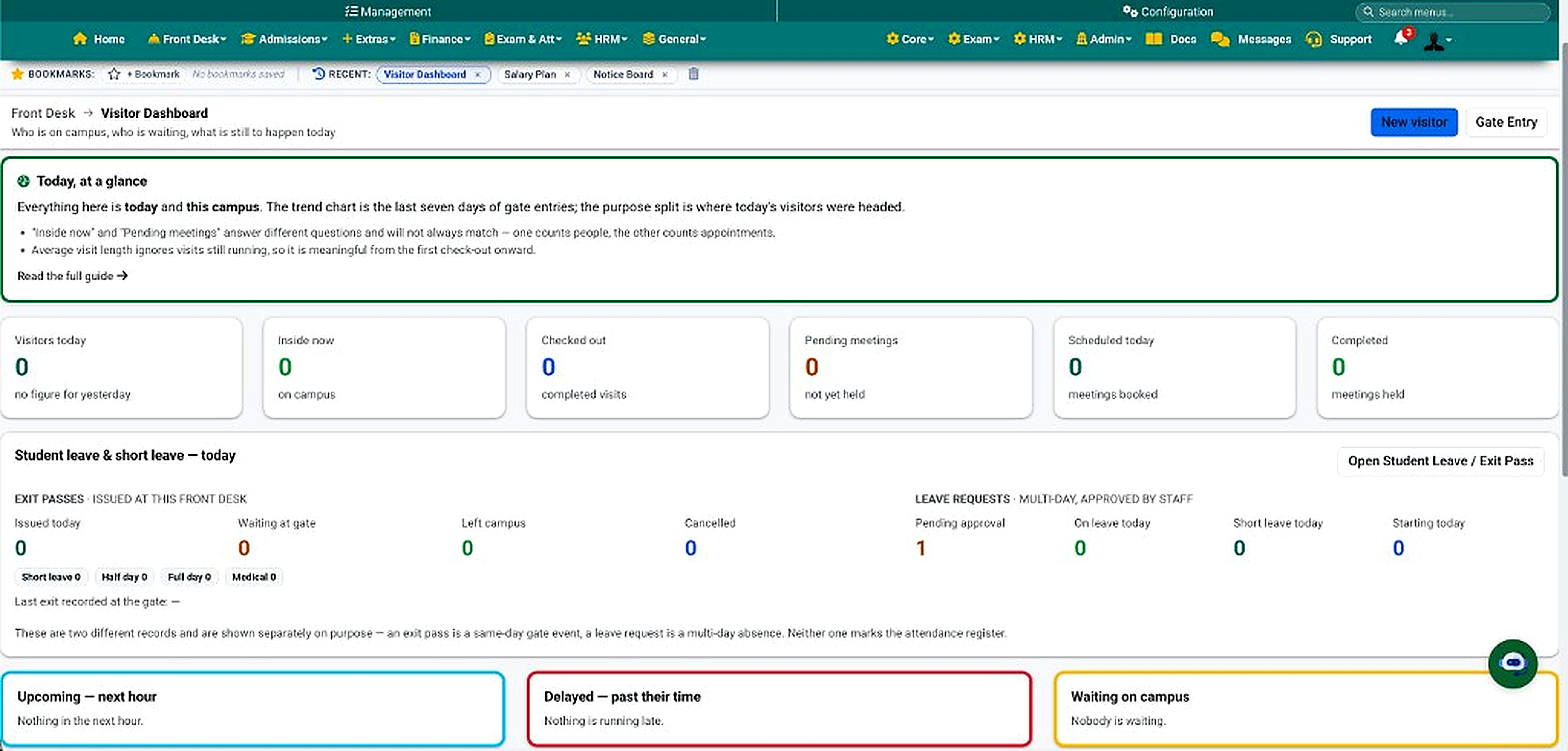 Front Desk Visitor Dashboard